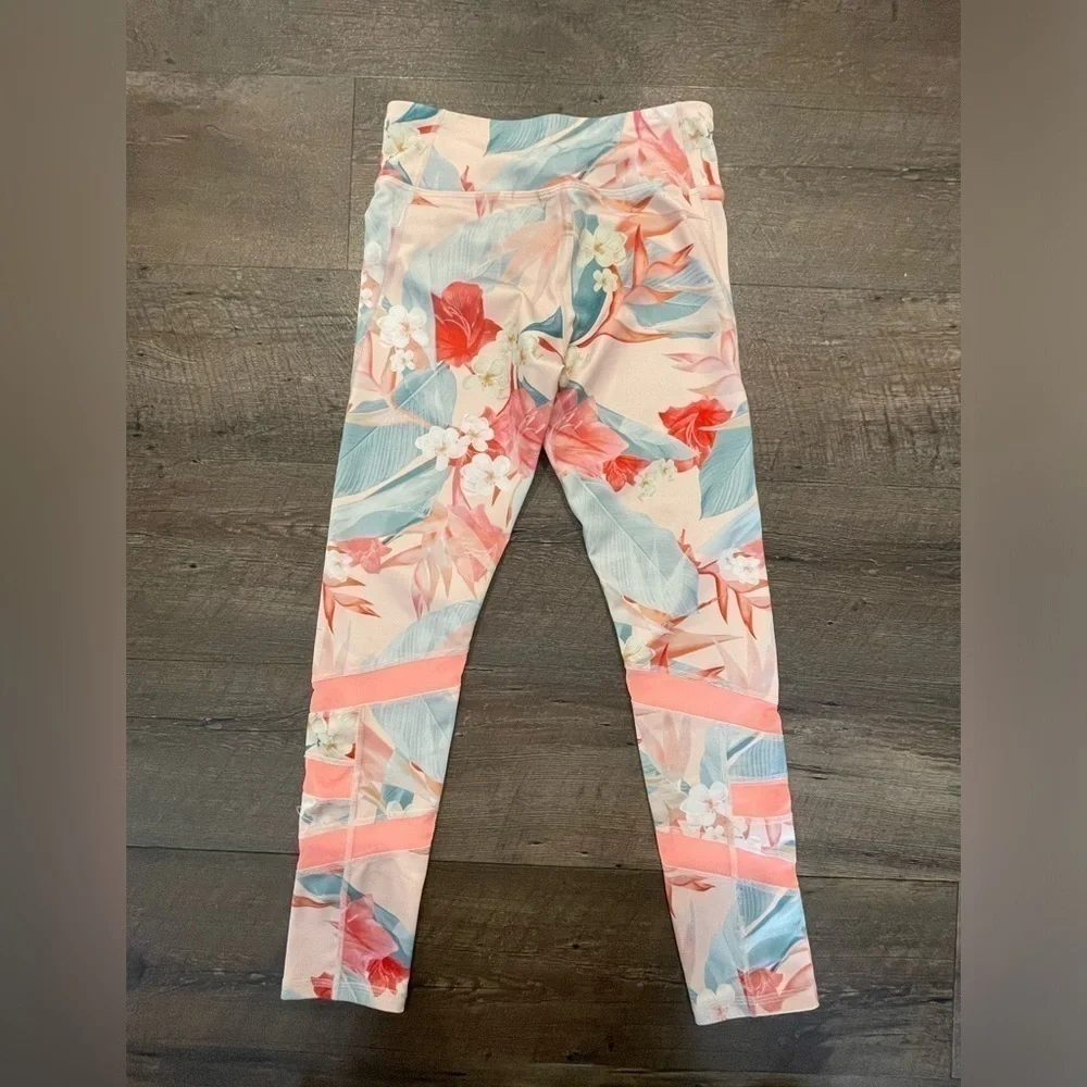 Old Navy Girls Pink Floral Athletic Legging Pants Size L(10-12)